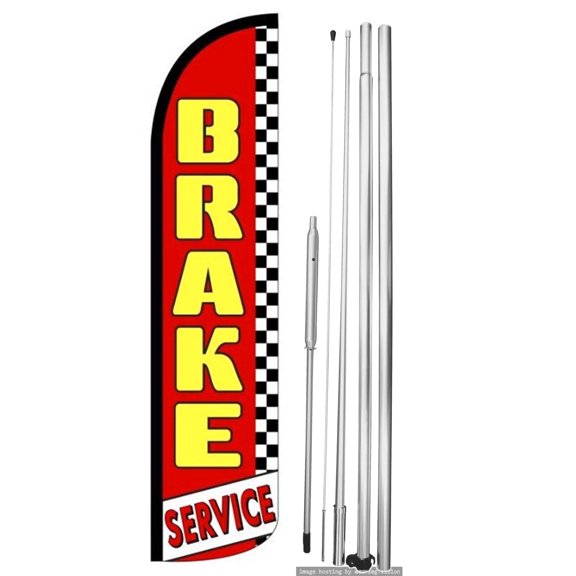 OnPoint Wares | BRAKE SERVICE Windless Flag (Hardware Not Included) |Advertisement /Business Flags | Feather Flag || With Complete 15ft Hybrid Pole Set