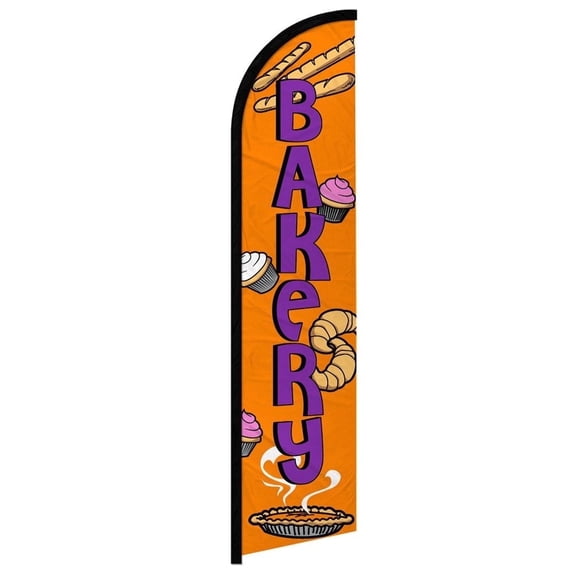 OnPoint Wares| Bakery Windless Banner Flag | Advertising Flag/Business Flags | 11.5ft x 2.5ft