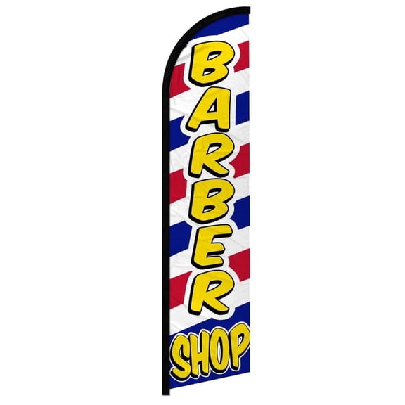 OnPoint Wares| Barber Shop (Letters) Windless Banner Flag | Advertising Flag/Business Flags | 11.5ft x 2.5ft