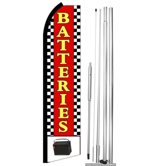 OnPoint Wares | Batteries Swooper Flag |Advertisement /Business Flags | Feather Flag