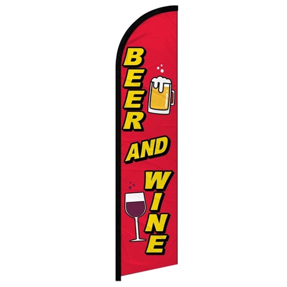 OnPoint Wares| Beer and Wine Windless Banner Flag | Advertising Flag/Business Flags | 11.5ft x 2.5ft