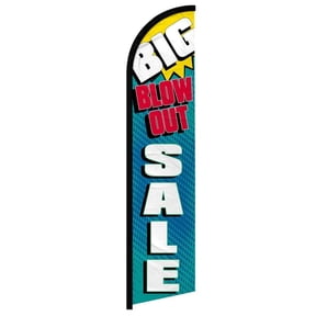 OnPoint Wares| Big Blow-Out Sale Windless Banner Flag | Advertising Flag/Business Flags | 11.5ft x 2.5ft
