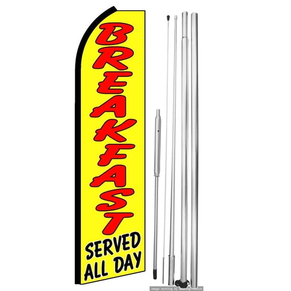 OnPoint Wares | Breakfast Served All Day Swooper Flag |Advertisement /Business Flags | Feather Flag