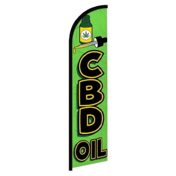 OnPoint Wares| C.B.D. OIL WINDLESS BANNER FLAG | Advertising Flag/Business Flags | 11.5ft x 2.5ft