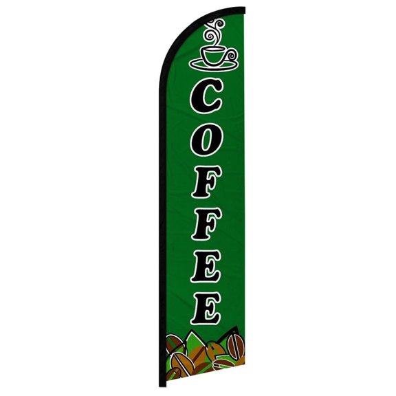OnPoint Wares| Coffee Sale Windless Banner Flag | Advertising Flag/Business Flags | 11.5ft x 2.5ft