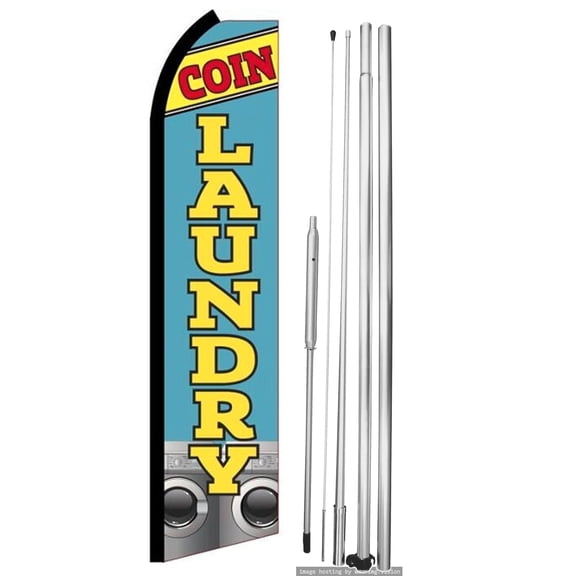 OnPoint Wares | Coin Laundry Swooper Flag |Advertisement /Business Flags | Feather Flag