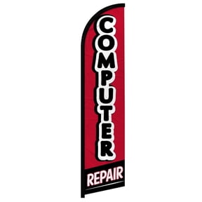 OnPoint Wares| Computer Repair Windless Banner Flag | Advertising Flag/Business Flags | 11.5ft x 2.5ft