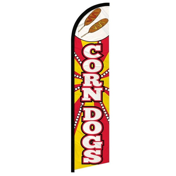 OnPoint Wares| Corn Dogs Windless Banner Flag | Advertising Flag/Business Flags | 11.5ft x 2.5ft