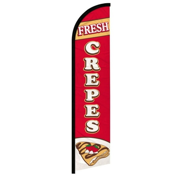 OnPoint Wares| Crepes Windless Banner Flag | Advertising Flag/Business Flags | 11.5ft x 2.5ft