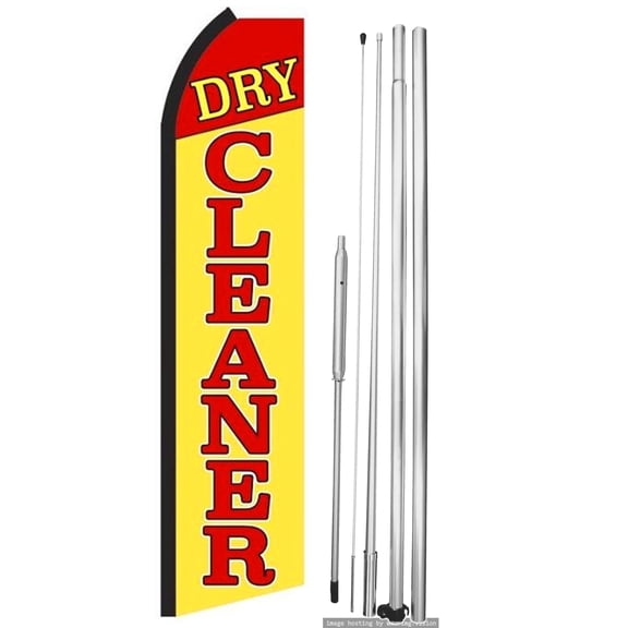 OnPoint Wares | Dry Cleaner Swooper Flag |Advertisement /Business Flags | Feather Flag | With Complete 15ft Hybrid Pole Set