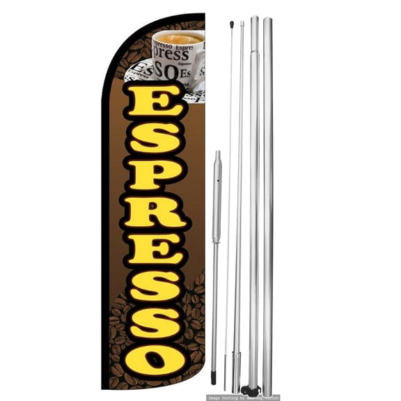 OnPoint Wares | ESPRESSO Windless Flag (Hardware Not Included) |Advertisement /Business Flags | Feather Flag || With Complete 15ft Hybrid Pole Set