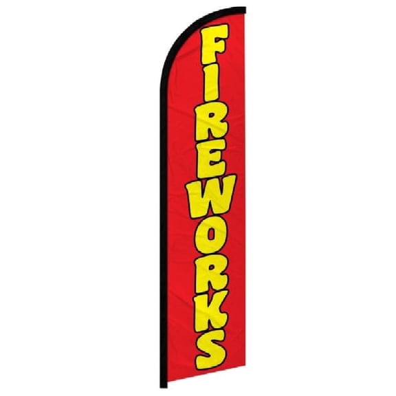 OnPoint Wares| Fireworks (Red) Windless Banner Flag | Advertising Flag/Business Flags | 11.5ft x 2.5ft