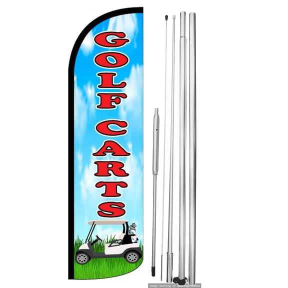 OnPoint Wares | GOLF CARTS Windless Flag (Hardware Not Included) |Advertisement /Business Flags | Feather Flag || With Complete 15ft Hybrid Pole Set