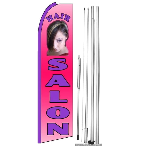 OnPoint Wares | Hair Salon Swooper Flag |Advertisement /Business Flags | Feather Flag | With Complete 15ft Hybrid Pole Set