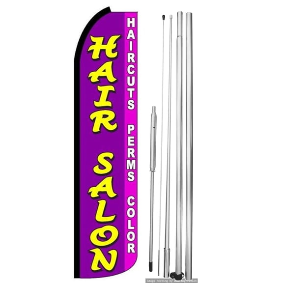OnPoint Wares | Hair Salon Swooper Flag |Advertisement /Business Flags | Feather Flag | With Complete 15ft Hybrid Pole Set