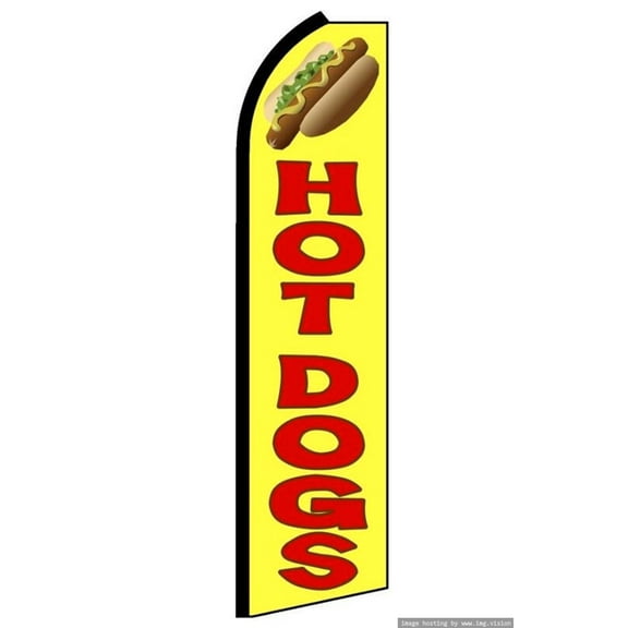 OnPoint Wares| Hot Dogs Burgers Swooper Flag- Pack of 2 | Advertising Flag/Business Flags | 11.5ft x 3.5ft