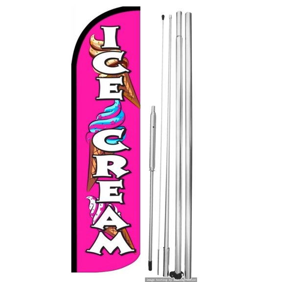 OnPoint Wares | ICE CUBES BLOCKS Windless Flag (Hardware Not Included) |Advertisement /Business Flags | Feather Flag || With Complete 15ft Hybrid Pole Set