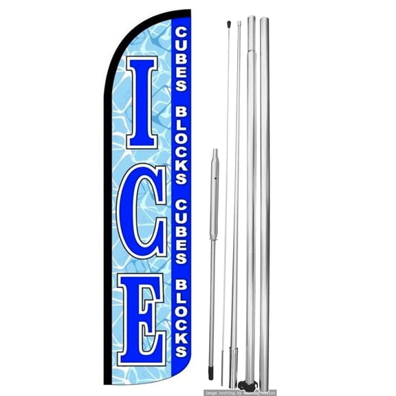 OnPoint Wares | ICE Windless Flag (Hardware Not Included) |Advertisement /Business Flags | Feather Flag || With Complete 15ft Hybrid Pole Set