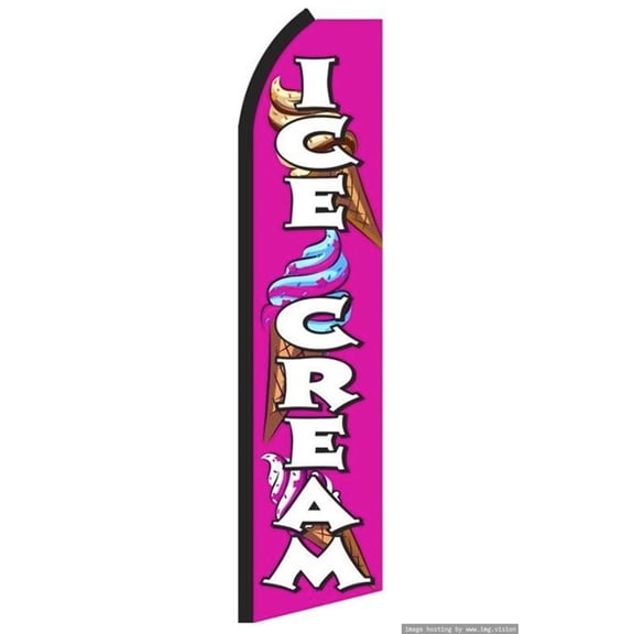 OnPoint Wares| Ice Cream King Swooper Flag- Pack of 2 | Advertising Flag/Business Flags | 11.5ft x 3.5ft