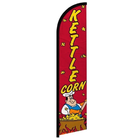OnPoint Wares| Kettle Corn Windless Banner Flag | Advertising Flag/Business Flags | 11.5ft x 2.5ft