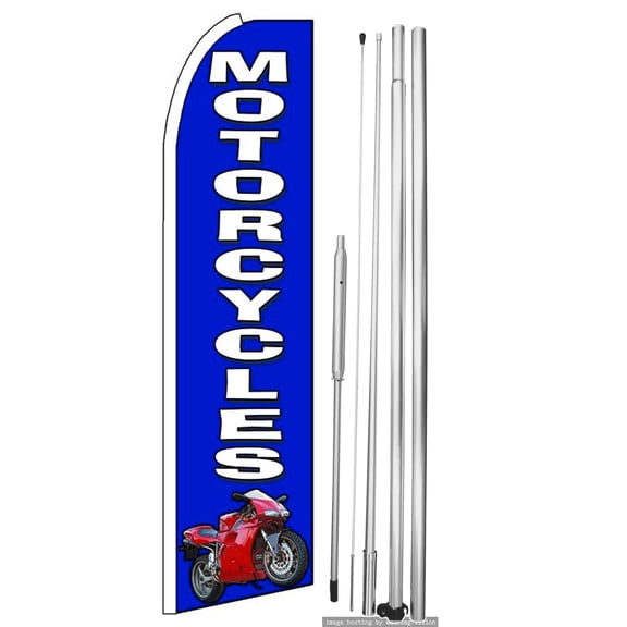 OnPoint Wares |Motorcycles Swooper Flag (Hardware Not Included) |Advertisement /Business Flags | Feather Flag |(11.5ft * 3ft)| With Complete 15ft Hybrid Pole Set