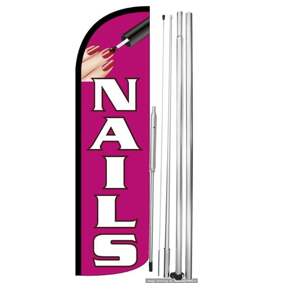 OnPoint Wares | NAILS Windless Flag (Hardware Not Included) |Advertisement /Business Flags | Feather Flag || With Complete 15ft Hybrid Pole Set