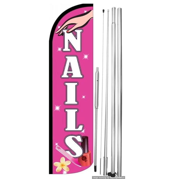 OnPoint Wares | NAILS Windless Flag (Hardware Not Included) |Advertisement /Business Flags | Feather Flag || With Complete 15ft Hybrid Pole Set