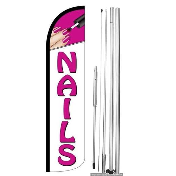 OnPoint Wares | NAILS Windless Flag (Hardware Not Included) |Advertisement /Business Flags | Feather Flag || With Complete 15ft Hybrid Pole Set
