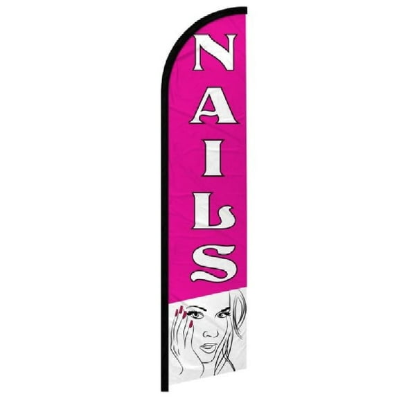 OnPoint Wares| Nails Windless Banner Flag | Advertising Flag/Business Flags | 11.5ft x 2.5ft