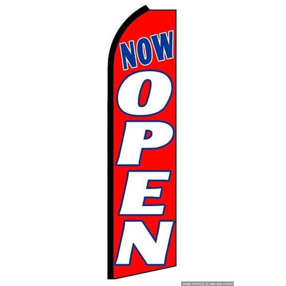 OnPoint Wares |Now Open Swooper Flag (Hardware Not Included) |Advertisement /Business Flags | Feather Flag |(11.5ft * 3ft)