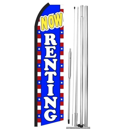 OnPoint Wares |Now Renting Swooper Flag (Hardware Not Included) |Advertisement /Business Flags | Feather Flag |(11.5ft * 3ft)| With Complete 15ft Hybrid Pole Set