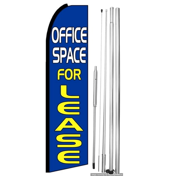 OnPoint Wares |Office Space For Lease Swooper Flag (Hardware Not Included) |Advertisement /Business Flags | Feather Flag |(11.5ft * 3ft)| With Complete 15ft Hybrid Pole Set