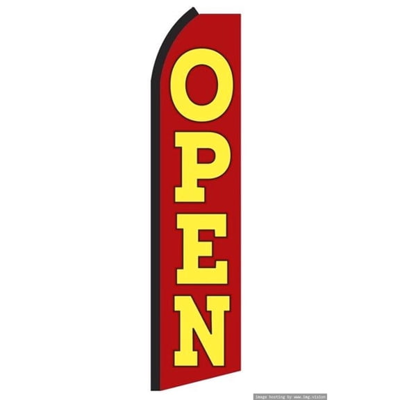 OnPoint Wares |Open (Red/Yellow) Swooper Flag (Hardware Not Included) |Advertisement /Business Flags | Feather Flag |(11.5ft * 3ft)