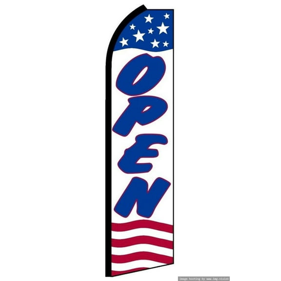 OnPoint Wares |Open (White) Swooper Flag (Hardware Not Included) |Advertisement /Business Flags | Feather Flag |(11.5ft * 3ft)