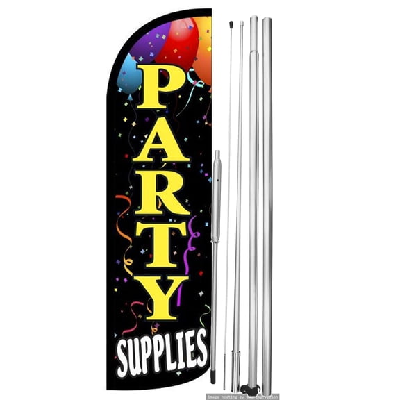 OnPoint Wares | PARTY SUPPLIES Windless Flag |Advertisement /Business Flags | Feather Flag | With Complete 15ft Hybrid Pole Set
