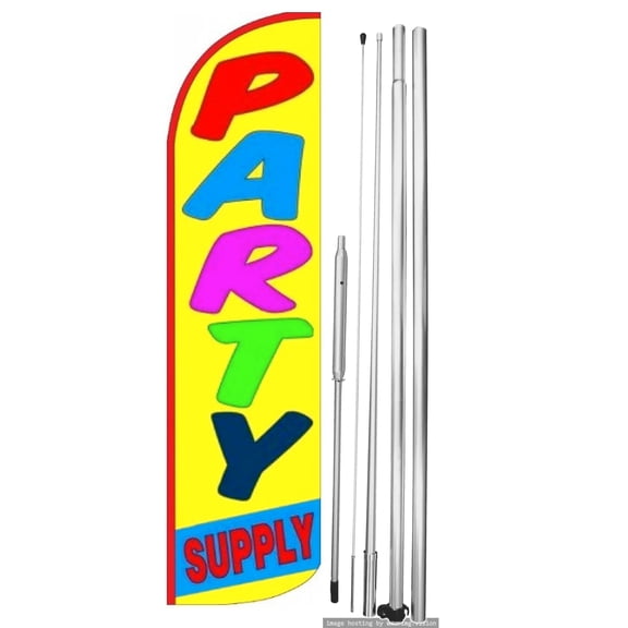 OnPoint Wares | PARTY SUPPLY Windless Flag |Advertisement /Business Flags | Feather Flag | With Complete 15ft Hybrid Pole Set