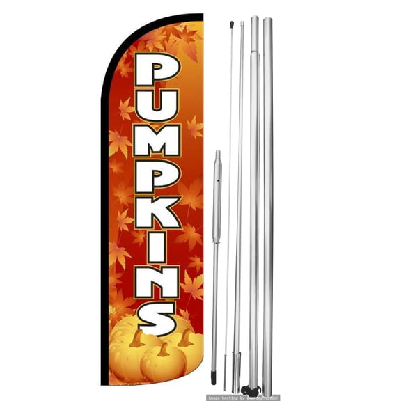 OnPoint Wares | PUMPKINS Windless Flag |Advertisement /Business Flags | Feather Flag | With Complete 15ft Hybrid Pole Set