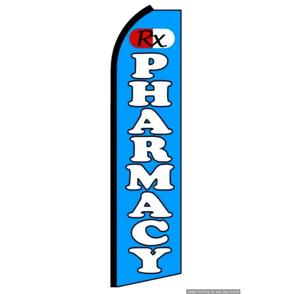 OnPoint Wares| Pharmacy Swooper flag | Advertising Flag/Business Flags | 11.5ft x 3.5ft