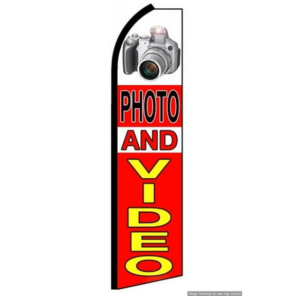 OnPoint Wares| Photo And Video Swooper flag | Advertising Flag/Business Flags | 11.5ft x 3.5ft