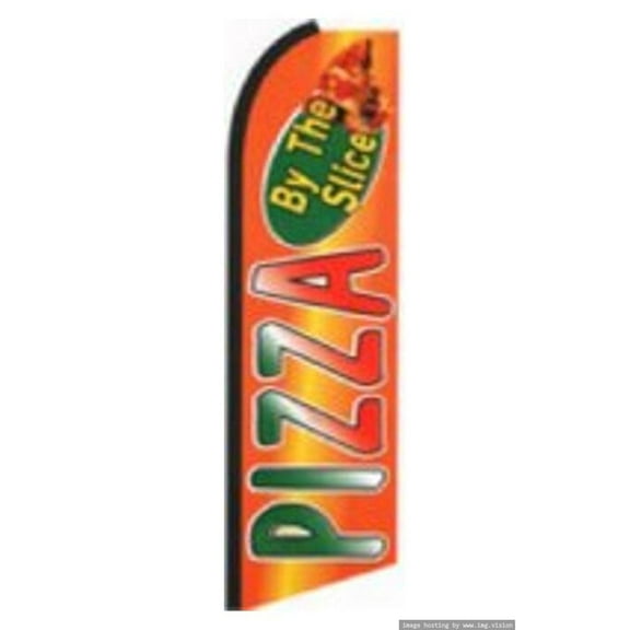 OnPoint Wares| Pizza By The Slice Swooper flag | Advertising Flag/Business Flags | 11.5ft x 3.5ft