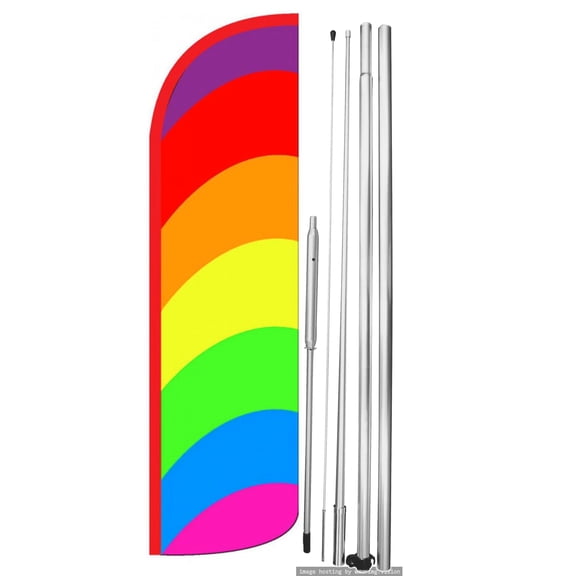 OnPoint Wares | RAINBOW Windless Flag |Advertisement /Business Flags | Feather Flag | With Complete 15ft Hybrid Pole Set