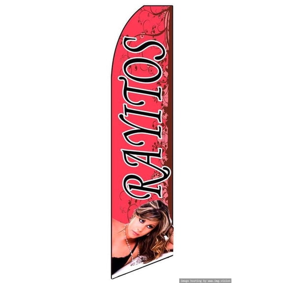 OnPoint Wares| Rayitos Swooper flag | Advertising Flag/Business Flags | 11.5ft x 3.5ft