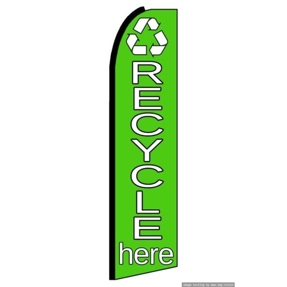 OnPoint Wares| Recycle Here Swooper flag | Advertising Flag/Business Flags | 11.5ft x 3.5ft