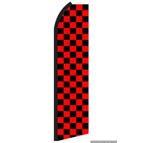 OnPoint Wares| Red & Black Checkered Swooper flag | Advertising Flag/Business Flags | 11.5ft x 3.5ft