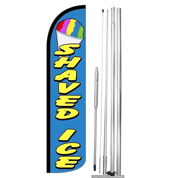 OnPoint Wares | SHAVED ICE Windless Flag |Advertisement /Business Flags | Feather Flag | With Complete 15ft Hybrid Pole Set