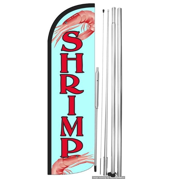 OnPoint Wares | SHRIMP Windless Flag |Advertisement /Business Flags | Feather Flag | With Complete 15ft Hybrid Pole Set