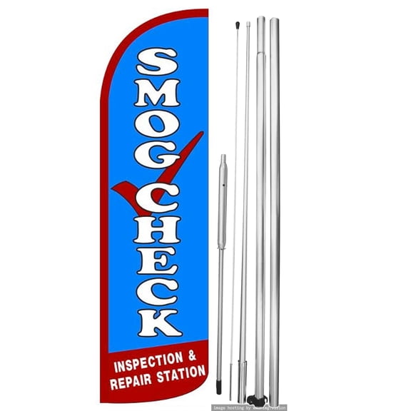 OnPoint Wares | SMOG CHECK TEST ONLY Windless Flag |Advertisement /Business Flags | Feather Flag | With Complete 15ft Hybrid Pole Set