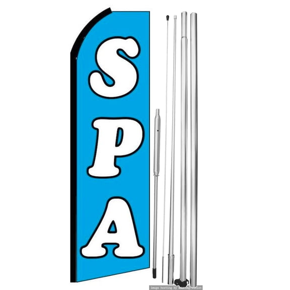 OnPoint Wares| SPA Swooper Flag | Advertising Flag/Business Flags | 11.5ft x 3.5ft | With Complete 15ft Hybrid Pole Set