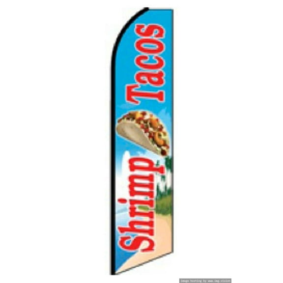 OnPoint Wares| Shrimp Tacos Swooper Flag | Advertising Flag/Business Flags | 11.5ft x 3.5ft