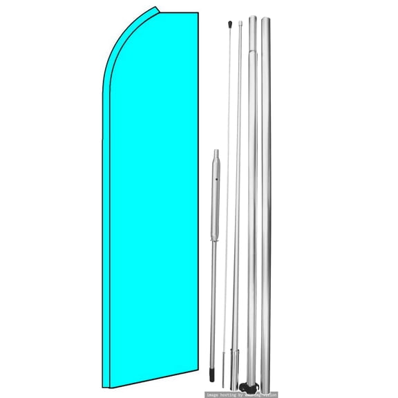 OnPoint Wares| Solid Cyan Swooper Flag | Advertising Flag/Business Flags | 11.5ft x 3.5ft| With Complete 15ft Hybrid Pole Set